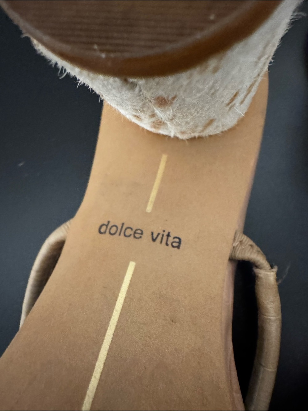 Dolce Vita Tan Croc-Embossed Double Strap Heel Sandals w/ Pony Hair Heel - Picture 11 of 12